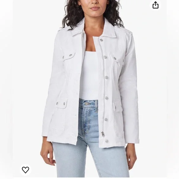 NWT Kensie Lightweight Zip Up White Utility Jacket Medium - Picture 2 of 11